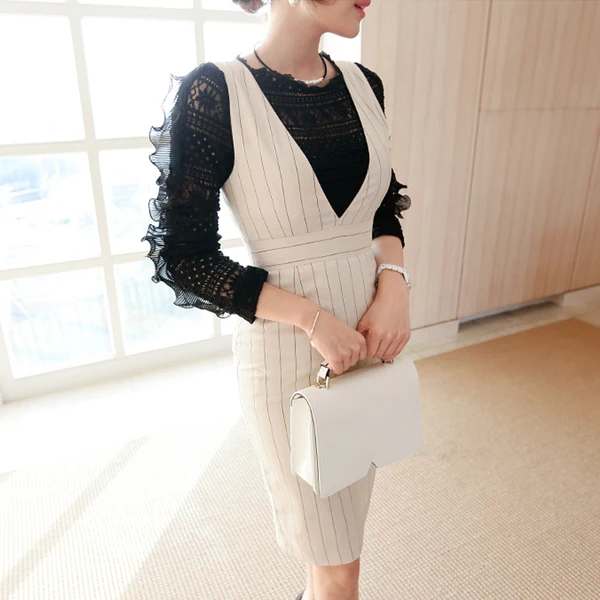 LLZACOOSH 2 piece Women Dress New Arrival Spring Autumn women Suit Blazers and jackets + Striped sleeveless Dress two piece set