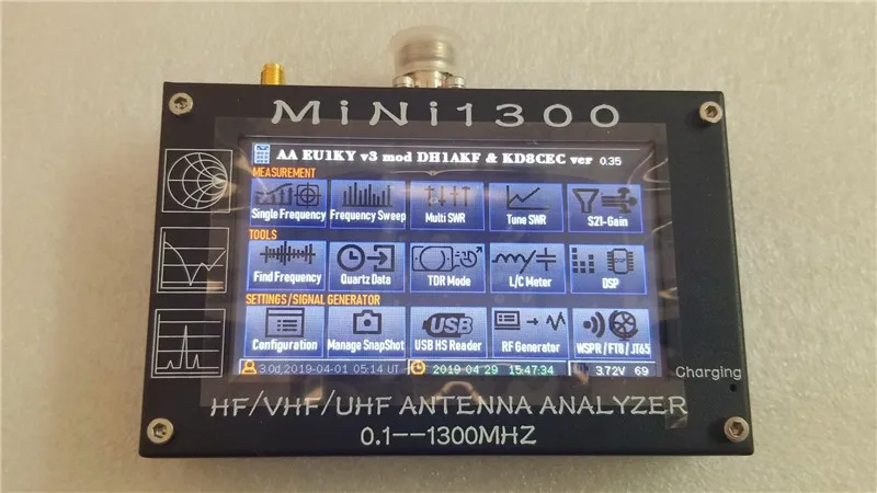 HF/VHF/UHF Mini1300 4," сенсорный ЖК-дисплей 0,1-1300 МГц 13.GHz ANT SWR антенна анализатор метр+ аккумулятор Обновление от Mini600