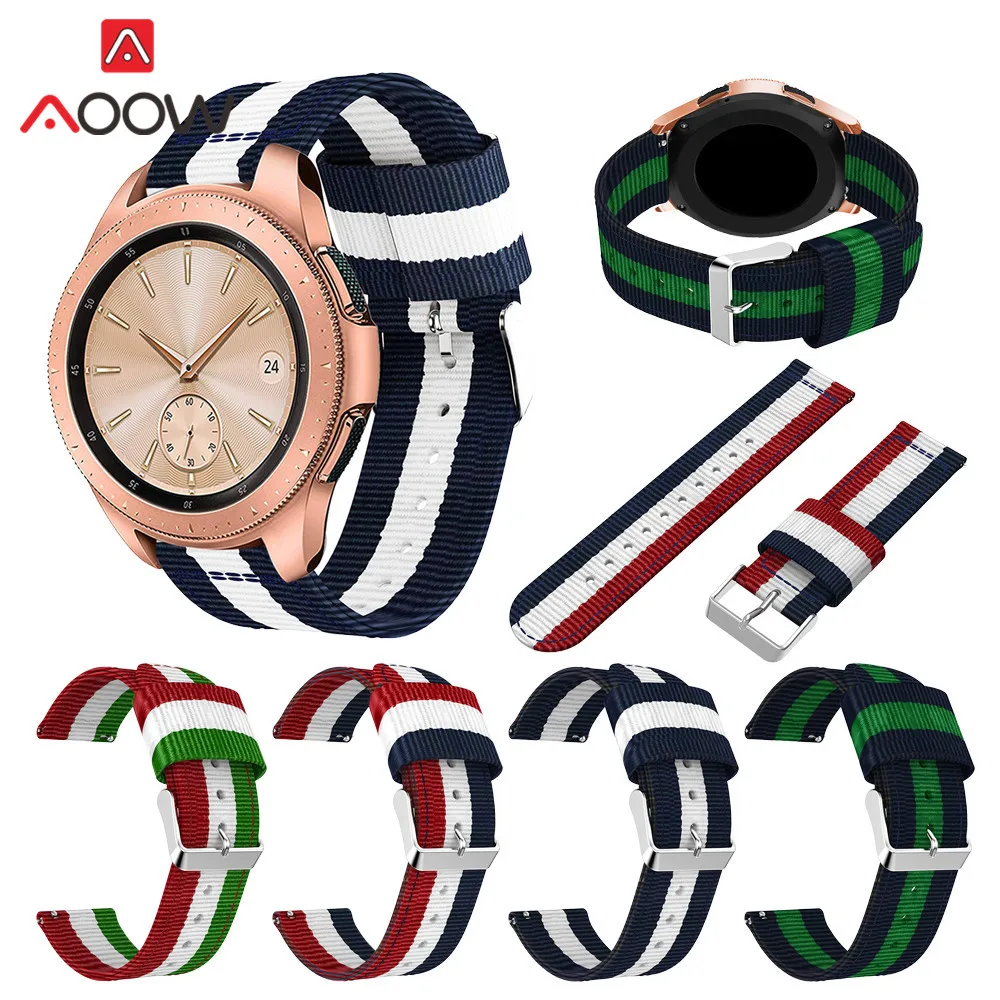 20 мм 22 мм нейлоновый холщовый ремешок для часов samsung Galaxy Watch Active 42 мм 46 мм спортивный ремешок браслет аксессуары для gear S3 S2