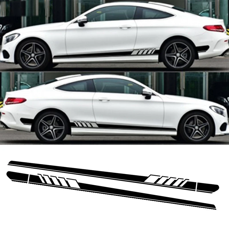 

RKAC R2pcs Car Side Body Sticker Vinyl Decal Long Stripe Stickers for Audi A4 B6 A3 A6 C5 Q7 A1 A5 A7 A8 Q5 R8 Car styling