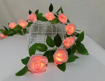 

Romantic 15leds Rose Flower Vine String LED Fairy lights Wedding Valentine's Day Christmas Home Decor Garland Battery Powered