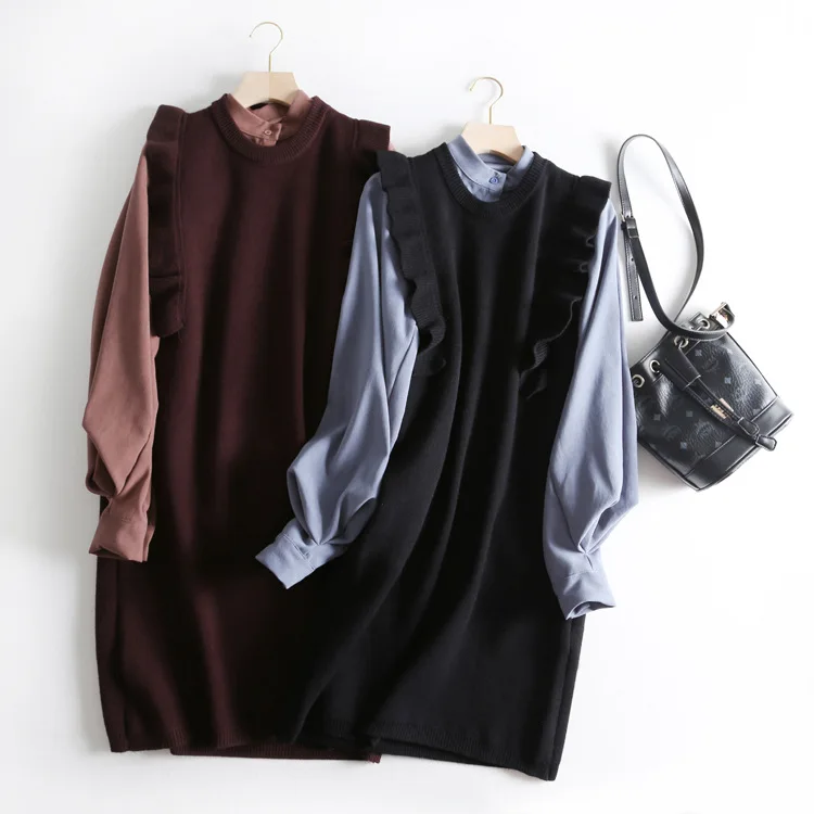 

A Generation of Western Style Set Knitted Vest Vest Two-Piece Set Early Autumn Clothing Not Meat Entity
