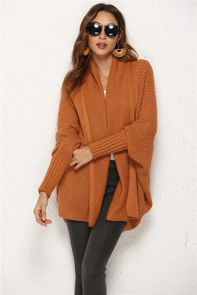 New Fashion Cardigans Women 2019Autumn Winter Warm Knitted Batwing Sleeve Loose Long Knitted Sweater Coat Female Casual Cardigan
