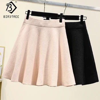 

Plus Size 2020 Spring New Women's Pleated SKirts Solid A-Line Preppy Style Fashion Warm Knitting Skirt B9D604S