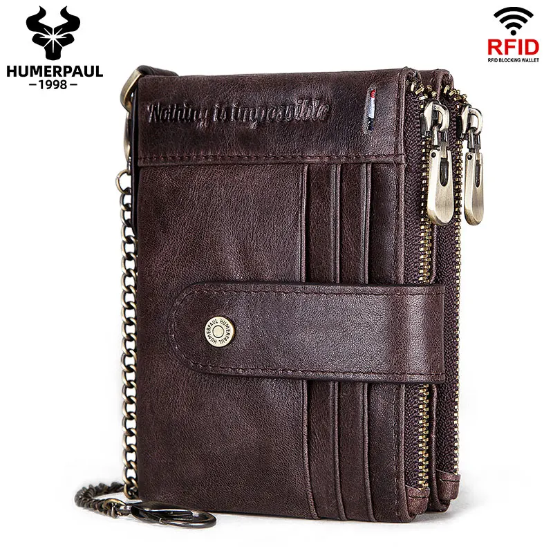 Cards Wallet Chain-Bag Multi-Functional Leather Bifold RFID Slim Designer Purse-Coin-Pouch