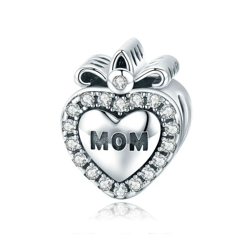 FURUYA стерлингового серебра 925 серебро, мама я люблю тебя Навсегда Сердце Луна Подвески подходят к оригиналу Pandora, Браслет «сделай сам» - Цвет: MOM-B