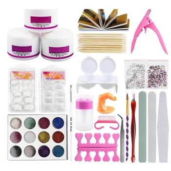 

Nail Art Kit Manicure Set with 12 Colors Nail Glitter 3-Color Acrylic Powder with Practice Finger For Beginners Nail Art