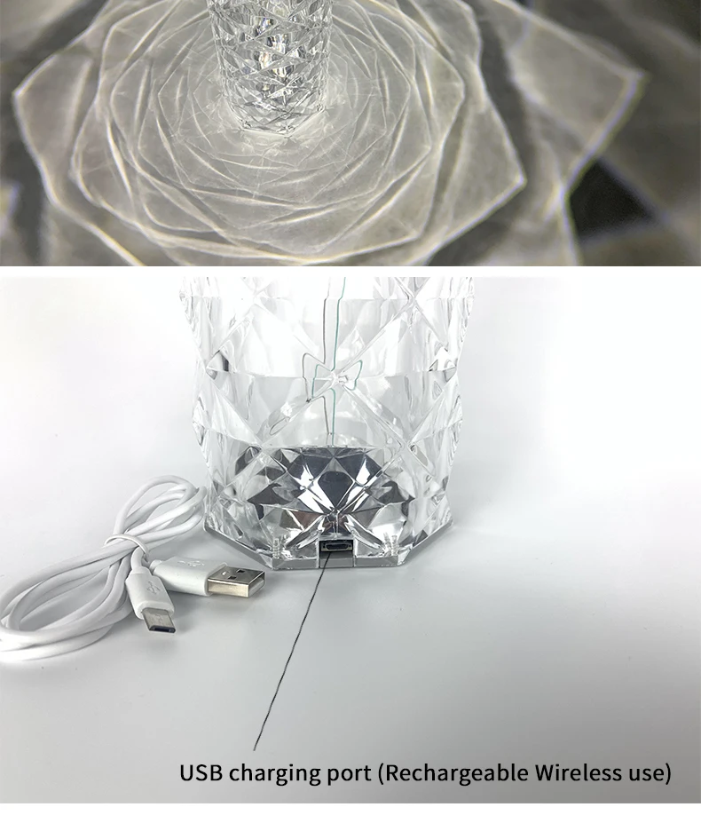 Designer Diamond Table Lamp Modern Led Lamps For Bedroom Decoration Romantic Clear Lampshade Living Room Art Deco Night Lights