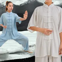 8 цветов tai chi костюм короткий рукав лето унисекс taiji кунг-фу форма для боевых искусств упражнения одежда белый/черный/серый