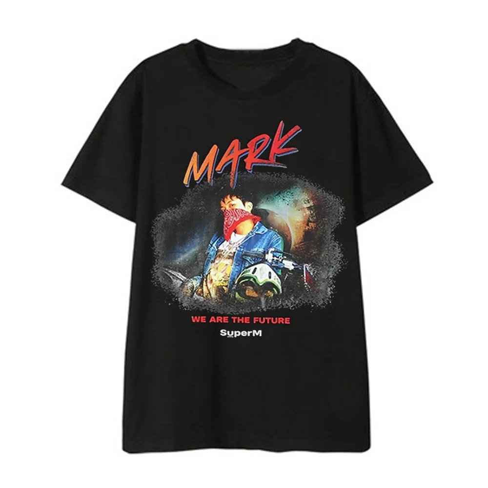 Kpop SuperM Super M BAEKHYUN MARK TAEMIN AR, рубашки, официальный стиль, свободная футболка, футболка, топы с короткими рукавами, футболка, DX1220 - Цвет: MARK