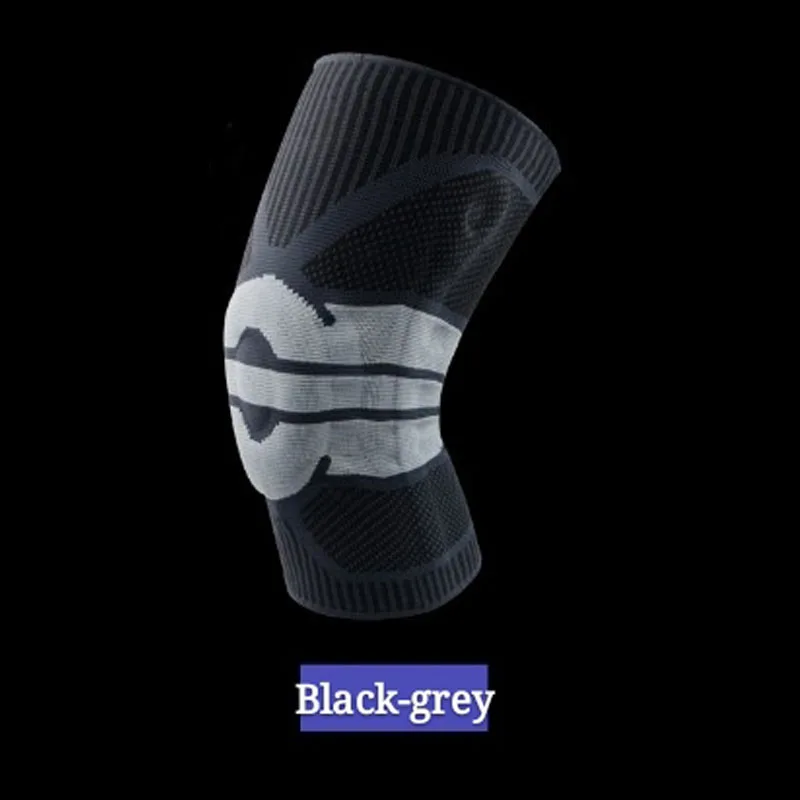 Black-grey WANAYOU 1 шт. спортивный беговой баскетбольный наколенник, наколенник, противоскользящий бинт под давлением, нейлоновый фитнес наколенник - Цвет: Black-grey