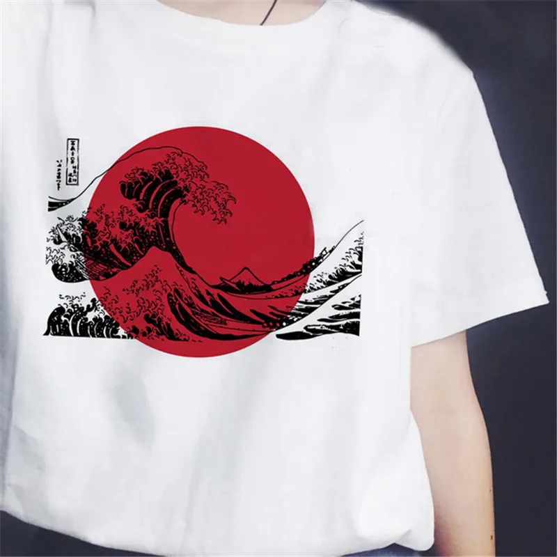 Японская Повседневная футболка Great Wave and Sun женские футболки с принтом летняя