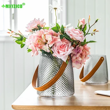 

Nordic Handle Stained Glass Vase Decoration Living Room Flower Arrangement Simple Dining Table Home Decoration Hydroponic