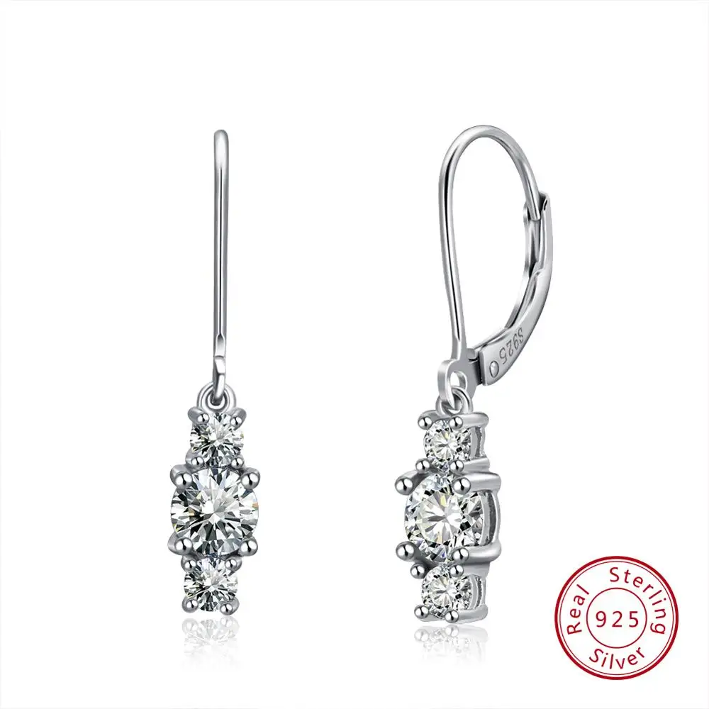 Белый ORSA JEWELS Настоящее 925 Висячие серьги из серебра 925 пробы для женщин четыре цвета доступны AAA кубический циркон модные серьги, украшения SE70 - Цвет камня: Белый