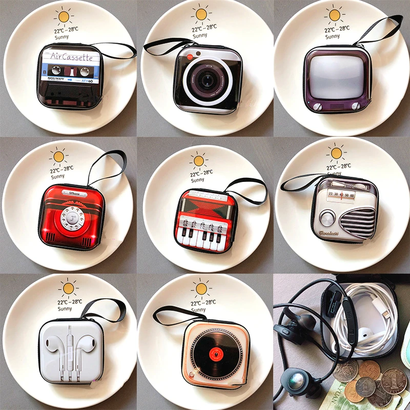 Girls Wallet Earphone-Bag Coin-Purse Retro Mini Kids Children Cute Creative Storage-Box