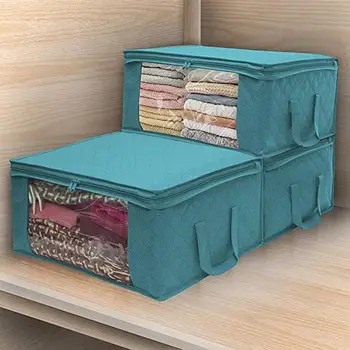 

3 Pcs Storage Box Non-Woven Save Space Foldable Clothes Organizer Home Storage Bag Quilt Bag Family Holder Organizer