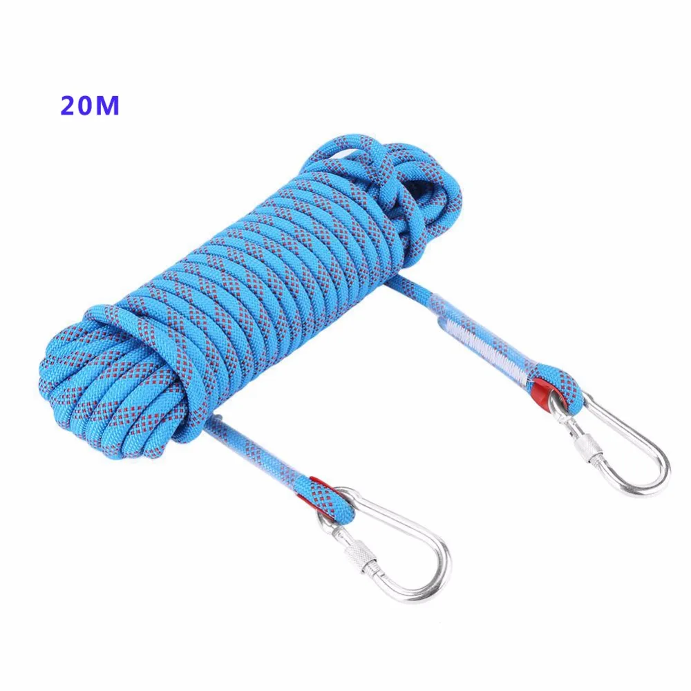 Outdoor Climbing Rope 12mm Heavy Duty Paracord Panchute Lanyard with Carabiner Camping Survival Equipment Accessories | Спорт и