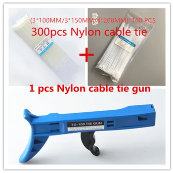 

300 Pcs Nylon Cable Self-locking Plastic Wire Zip Ties Set 3*100 3*150 4*200 Hardware Cable 1 PCS cable tie help gun