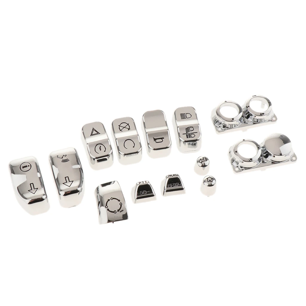 13pcs Chrome Motorcycle Handlebar Switch Caps For Harley 2014-2017