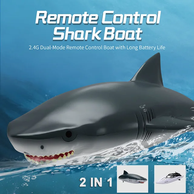 2 in 1 RC Shark Speedboat Simulation 2.4G Remote Control Sharks Boats Toy High Speed Swimming Boat Toys Boat For Children Gift 1