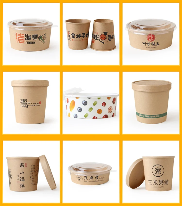 

Food Kraft Bowl Paper Recycled Disposable Rice Noodle Soup Salad