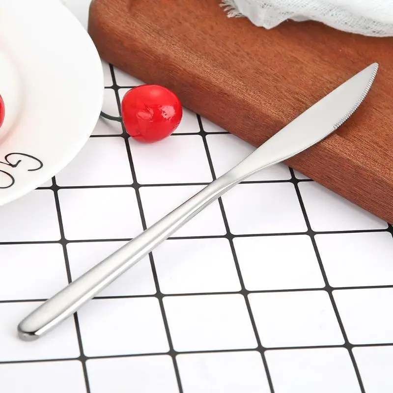 Silver Dinner Cutlery Portable Stainless Steel Table Practical Knife Kitchenware Outdoor Flatware Necessary Household Kitchen Supplies - Цвет: Silver