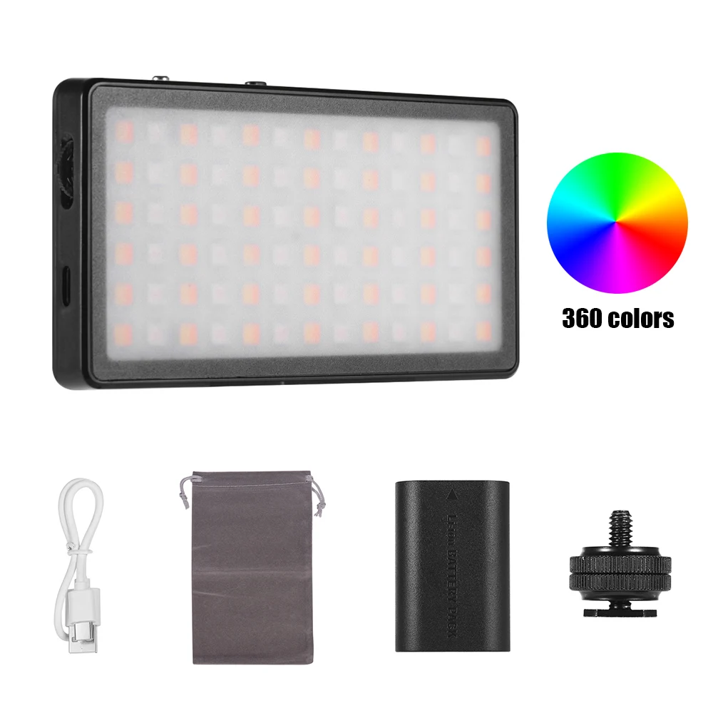 Карманный светодиодный светильник ZIFON RGB с панелью для камеры, заполняющий светильник с регулируемой яркостью 2500 K-7000 K для цифровой зеркальной камеры, видеокамеры, портретного фото-видео