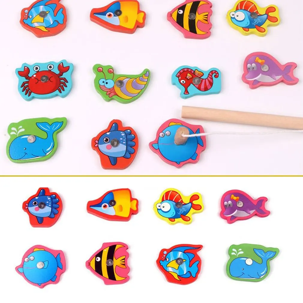 Magnetic Wooden Baby Fishing Toy Kids Home Simulation Ocean Intellectual Fish Game Toy 6 Magnetic Wooden Baby Fishing Toy Kids Home Simulation Ocean Intellectual Fish Game Toy 6
