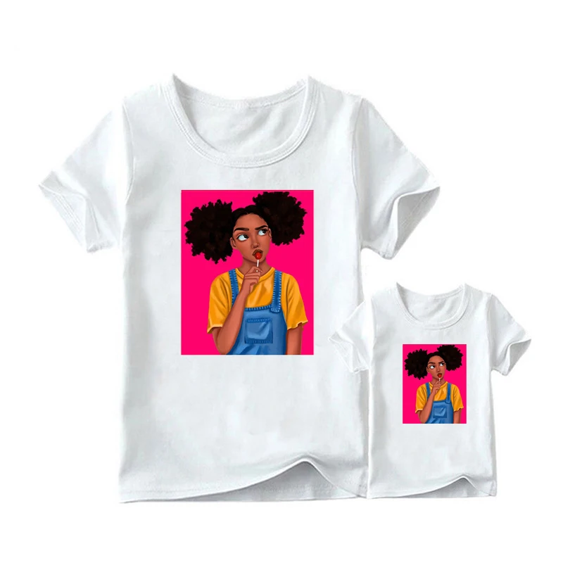 1 предмет, летняя стильная футболка с принтом меланин поппин в стиле панк модная одежда для мамы и дочки забавная семейная футболка с короткими рукавами - Цвет: M7