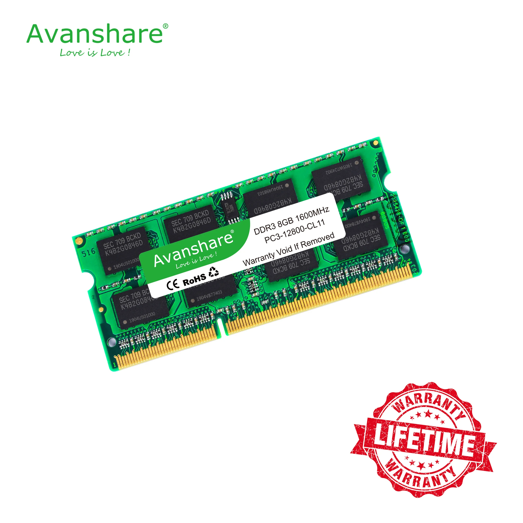 Оперативная память Avanshare ddr3l 8 ГБ 1600 МГц 1 35 в PC3L для ноутбука Поддержка intel и