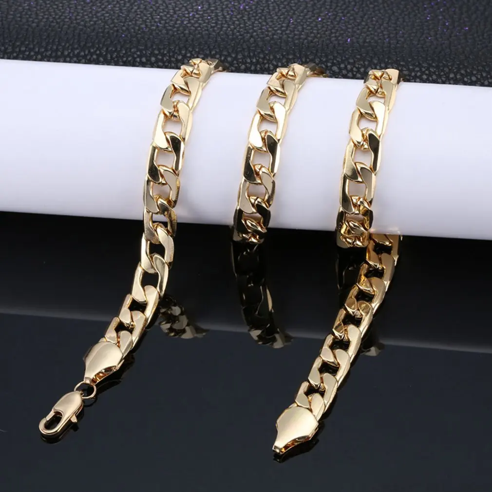 Punk Hip-hop Cuban Link Gold Chain Rapper Men Necklaces Street Fashion Popular Metal Alloy Long Chain Decorative Jewelry Present