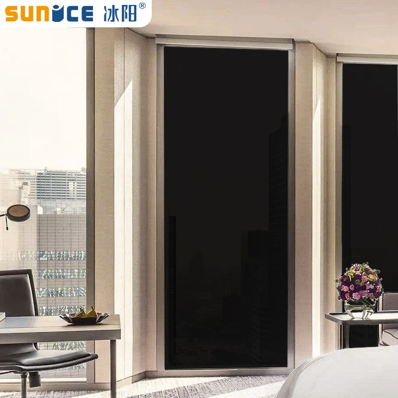 Black Blackout Glass Sticker Window Sunscreen Insulation Film Bedroom