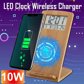 

Power Bank Wireless Charger Bracket Fast Charger Electronic Desktop Charging Phone Holder With Digital Alarm Clock LED Display