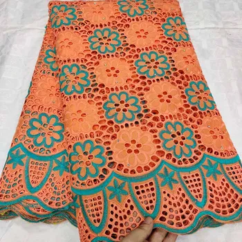 

Hot Sell African 100%Cotton Lace Fabric High Quality Guipure Swiss Voile Lace In Switzerland Embroidery With Stones Lace Fabric
