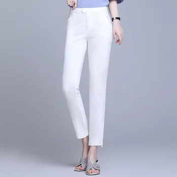 

2020 Summer Women Pants Casual Solid Spring Summer Cotton Linen Lady Ankle -Length Trousers Pants