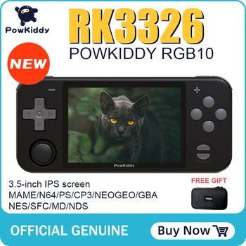 

POWKIDDY RGB10 Black version open source system handheld game console RK3326 chip 3.5-inch IPS HD screen 3D rocker retro game