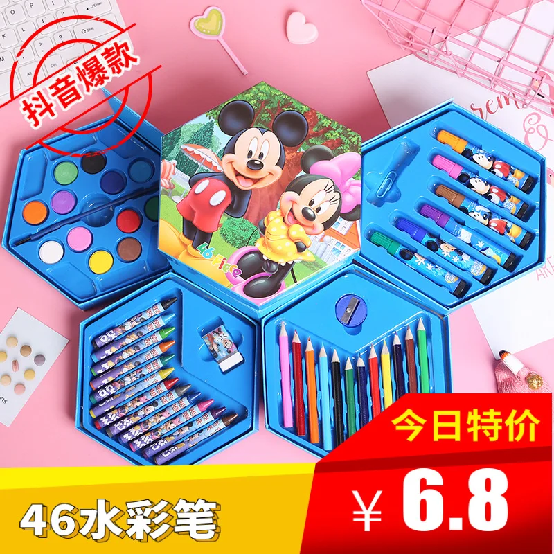 Disney Frozen Mickey Princess Children's Painting Set Watercolor Pen Combination Boys and Girls Birthday Gift School Supplies watercolor paint set watercolor pen set