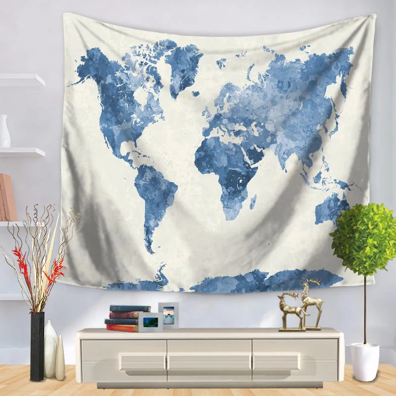 Retro World Map Wall Hanging tapestry Sleeping Pad Wall Tapestry Middle Ages Map Printed Art Tapestries Watercolor Decor TAP229 - Цвет: 7