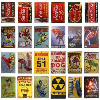 

DL-shabby chic Retro ZOMBIE WARNING METAL SIGNS garage wall sticker home decor outdoor poster and prints pub bar wall plaque