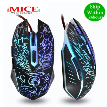 

iMICE X5 LED Optical 6 Buttons USB Wired Gaming Mouse 2400 DPI Optical Professional Game Mouse Gamer Computer Mice for LOL PUBG