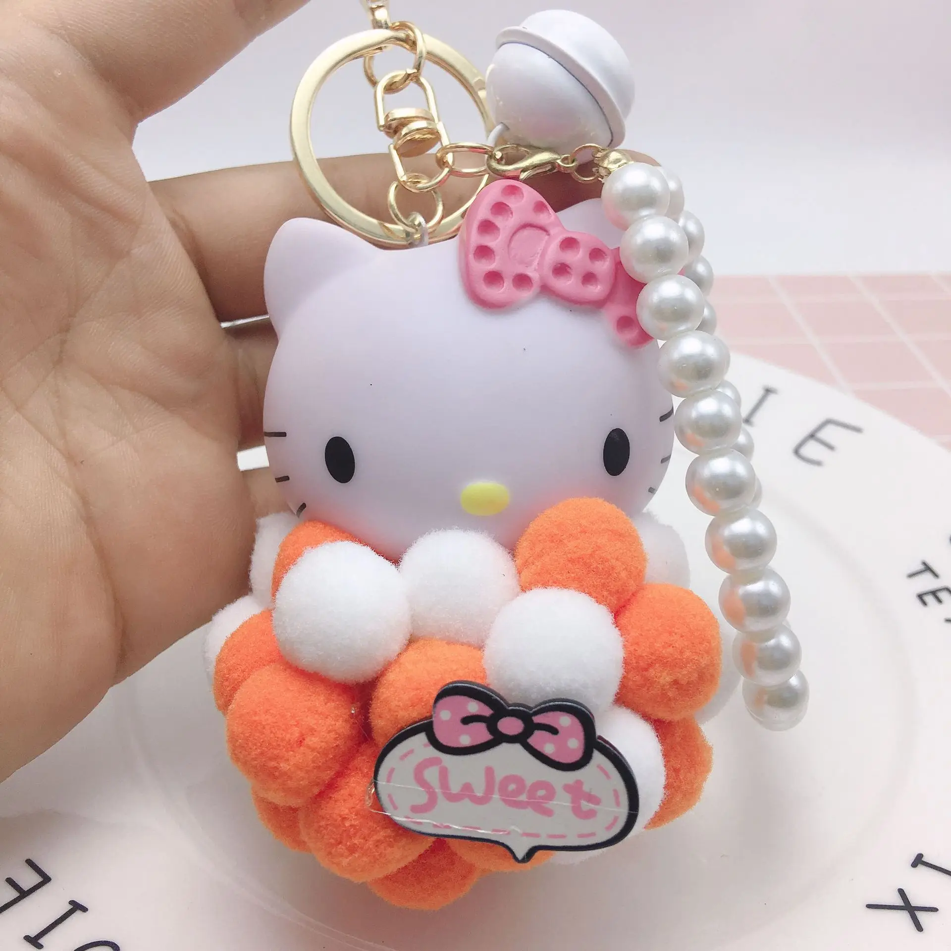 Плюшевый KT Cat Hair Ball Любовь Подвеска для ордена пузырьковый Кот брелок кукла-сумка Подвеска Kawaii брелок милые плюшевые брелоки детские игрушки - Цвет: 16