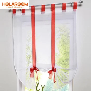 

7 Colors Roman Ribbon curtain European style Wave Curtains up and down pulling curtain for Window Balcony Sheer Panel Cortina