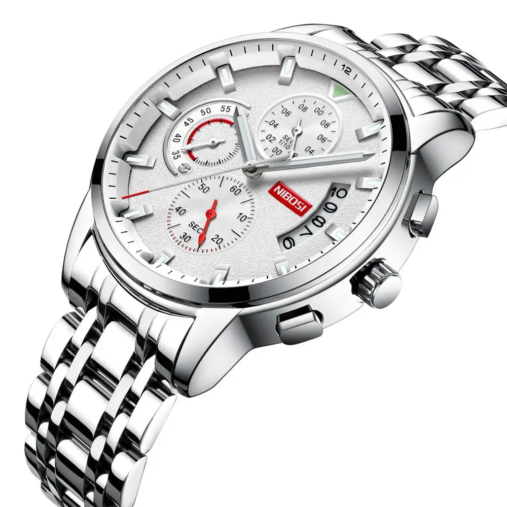 Reloj de cuarzo de lujo NIBOSI, de marca Premium, deportivo, de acero inoxible, para hombre, reloj militar a prueba de agua - Цвет: Синий