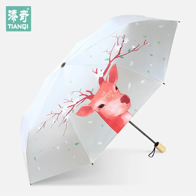 

Creative Orchid Vinyl Umbrella Fresh Simple Three Folding Parasol Sun-resistant Women's South Korea Hipster All-Weather Umbrella