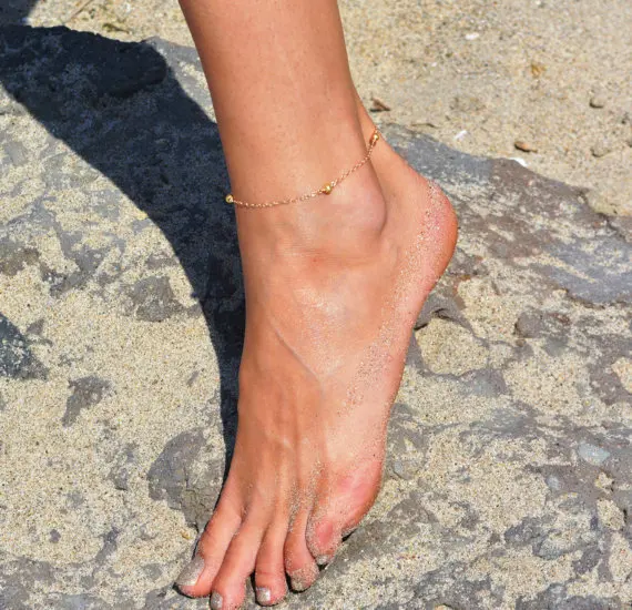 

Europe And America Hot Sales Foot Ornaments Summer Versitile Anklet Simple Copper Beads Anklet Foot Ornaments
