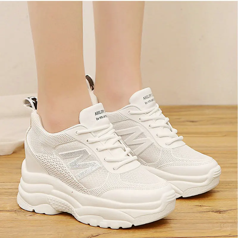 

Size 35-50 Nice New Summer Women Classic Sneakers Air Mesh Letter M Shoes Woman Height Increasing Heel Ladies Wild Flip Flops