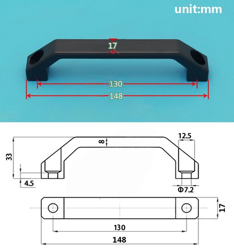 LS520U型铝合金拉手LS06抽屉把手箱柜设备提手100-130mm桥式把手_A2_3
