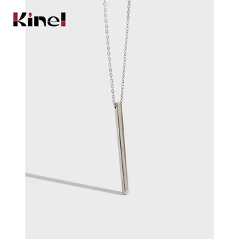 

Kinel Korean Minimalism 925 Sterling Silver Simple Clavicle Chain Geometric Square Pendant Necklace Jewelry
