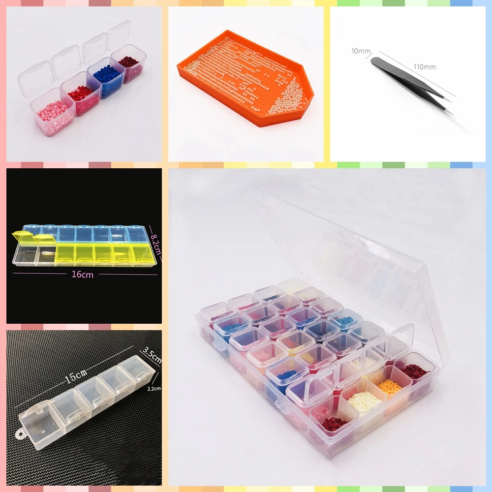 Diamond Painting Accessories Boxes Diamond Embroidery Storage Tools Tweezers Rhinestone Needlework Big Tray