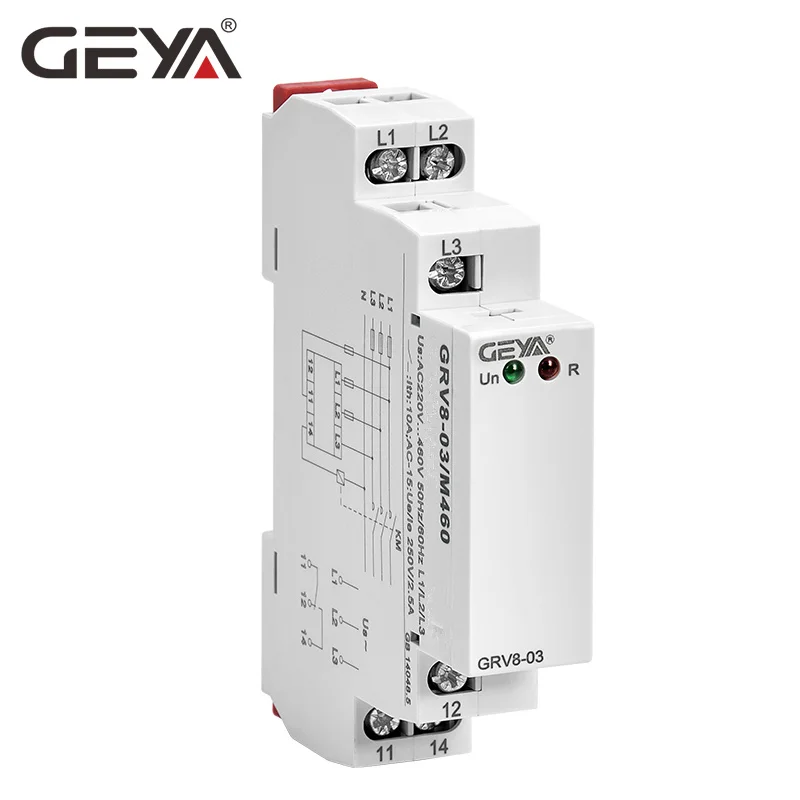 

GEYA GRV8-03 Phase Sequence Relay and Phase Failure Protection Relay 8A 10A 1SPDT 2SPDT Phase Relay